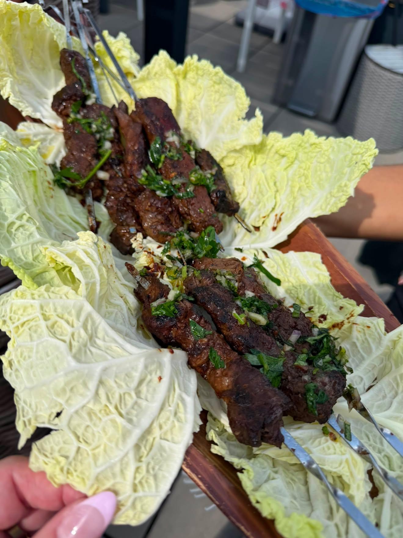 Beef skewers with chimichurri